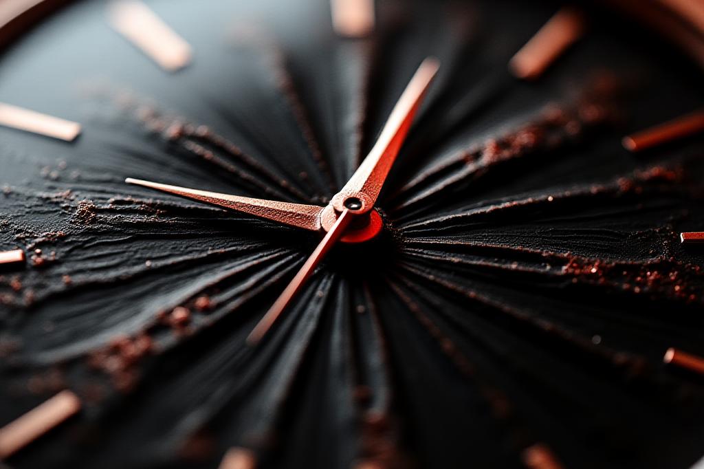 漆塗りの文字盤のクローズアップ